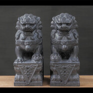 魯寨石業(yè)石獅子擺件看門石雕石頭青石小家用門前門口庭院原石雕刻整石雕刻 高15*8*6.5厘米一只 直頭獅子
