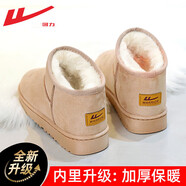 回力（Warrior）雪地靴女鞋子女休閑棉鞋女冬季加絨加厚短靴子保暖面包鞋卡其35