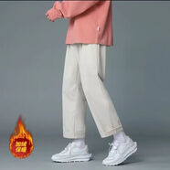 軒萊雅 休閑褲男生春秋季潮流百搭運動(dòng)ins寬松韓版學(xué)生卡通直筒工裝褲子 070加絨【卡其色】 XL