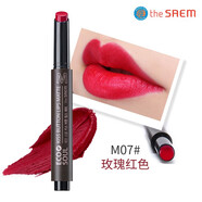 thesaem得鮮按鈕口紅水潤啞光豆沙姨媽色按壓式唇膏持久不易沾杯 M07玫瑰紅色