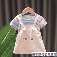 迪士尼（DISNEY）女童連衣裙1一歲3嬰兒裙子夏童裝棉質(zhì)夏季小兒童公主裙女寶寶 小臉蛋裙藍色 XXL(95cm)