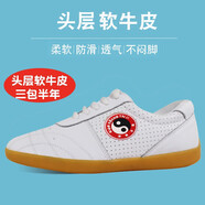 喬尚太極鞋女春夏男武術(shù)鞋牛筋底軟皮太極拳練功比賽訓(xùn)練鞋 白色516透氣 35