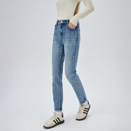 艾萊依（ERAL）修身牛仔褲新款女顯瘦彈力小個(gè)子今年流行褲子秋 牛仔藍 M 160【建議110-130斤】