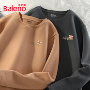 班尼路（Baleno）長(cháng)袖t恤男秋冬季保暖加絨打底衫青少年國潮休閑圓領(lǐng)男士秋衣上衣