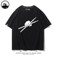滄瀚搖滾音樂架子鼓演出服男女爵士樂Drum樂器外套樂隊鼓手短袖T恤衫 黑色1 M 160-170cm/100-120斤