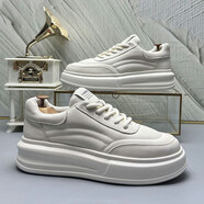 吉普森歐洲站男鞋2024秋新款小白鞋小眾設(shè)計增高面包鞋休閑板鞋 白色 41標(biāo)準(zhǔn)皮鞋碼
