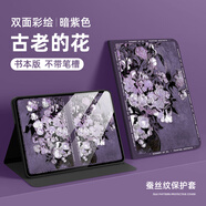 潮朵2022iPad10外殼10.9蘋果8ipd9保護套4air6平板10.2文藝2021pro11電腦A2696筆槽保護殼A2759防摔apd 【暗紫色-古老的花】+鋼化膜 iPad Mini4/5