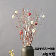 源如盈客廳大花瓶落地?cái)[件櫥窗隔斷花瓶插花干花長樹枝裝飾花落地假花 藤球白卡干枝不含瓶 干樹枝