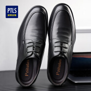 波图蕾斯(Poitulas)英伦男士商务休闲鞋正装皮鞋男系带耐磨 P9829 黑色 38