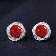 梵仕登（FONSSDERN） 高端品牌耳釘女夏季新款潮韓國小眾設計感簡(jiǎn)約時(shí)尚銀飾品時(shí)尚 紅珍珠銀耳釘款