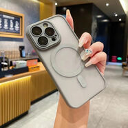 耐釋 適用蘋果15手機殼iphone15promax自帶鏡頭膜磨砂不沾指紋防手汗防摔防磨強力磁吸時尚散熱保護套 鈦原灰【自帶鏡頭膜+防窺鋼化膜】 15/6.1寸雙攝像頭