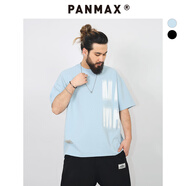 潘·麥克斯（PANMAX）PANMAX大碼T恤透氣休閑百搭短袖中性潮寬松加大透氣帥氣夏季 淺藍色 5XL