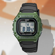 卡西歐（CASIO）男女學生ins風復古小方塊兒童表F-91WC-2A/4A/4A2 1B 7A 9A電子表 W-218H-3A種草綠 【附加貼膜】