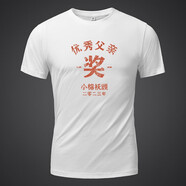 甲胄仕（JOZSI）國(guó)潮復(fù)古趣味文字優(yōu)秀父親獎(jiǎng)夏季新款t恤男純棉寬松大碼潮牌體恤 珍珠白 XL碼建議150-165斤