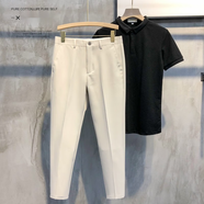 佐優(yōu)品夏季錐形九分西褲男士免燙修身小腳褲休閑長(zhǎng)褲寬松直筒西裝褲子 卡其九分 30 建議110-120斤內(nèi)