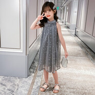 洽函女童夏裝2020新款連衣裙13中大童牛仔夏裙子母女裝裙兒童女孩12歲 灰色 110 【收藏先發(fā)貨】
