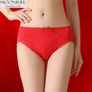 夢(mèng)瑞爾女士?jì)妊澟鄠€(gè)款中低腰內襠棉質(zhì) 本命年大紅蕾絲三角褲頭禮盒裝 933-0一：A紅+B紅+C紅+D紅 4條 XL建議116-135斤
