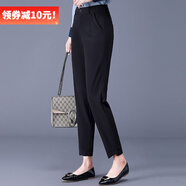 DGPZ休閑褲女新品修身顯瘦哈倫褲職業(yè)裝西褲休閑女褲長褲RY2109 黑色2555Y XL （125-135）斤