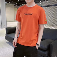 軒萊雅男士短袖t恤夏季打底衫薄款上衣服大碼寬松半袖簡(jiǎn)約運(yùn)動(dòng)圓領(lǐng)t恤男 1012磚紅 M
