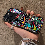 杜梵納 涂鴉皮卡丘磁吸適用蘋果15手機殼14plus新款13潮牌iPhone12個性11promax情侶防摔硅膠全包保護套 黑色【磁吸殼】黃色勾標 iPhone 14 Pro
