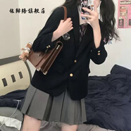 佐緋絡(luò)jk制服套裝女學(xué)生三件套百褶裙學(xué)院風(fēng)西裝小個(gè)子鹽系少女感穿搭秋 白襯衫+領(lǐng)帶+灰色百褶裙 M