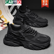 卡帝樂鱷魚（CARTELO）男鞋2025新款夏季純黑厚底增高黑武士跑步休閑運(yùn)動(dòng)鞋老爹ins潮鞋 黑色 40