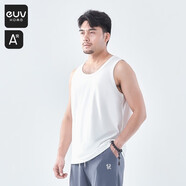E.U.V男士背心夏季純棉外穿寬松運(yùn)動(dòng)健身跨欄內(nèi)穿打底無(wú)袖汗衫上衣 海鹽白 180-185(XXL 75-80KG)