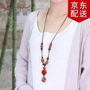 相思樹(shù) 秋冬民族風(fēng)項鏈文藝陶瓷吊墜裝飾女長(cháng)款毛衣鏈衣服掛件飾品