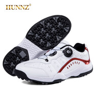 HUNNZ品牌高爾夫球鞋男鞋旋轉(zhuǎn)紐扣2024新款透氣情侶款高爾夫女鞋 白紅 38