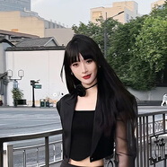 抒融夜店性感女裝2023新款套裝腰部鏤空綁帶原創(chuàng)墊肩短外套夏 單上衣 S [建議80-95]