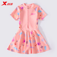 特步兒童泳衣女童中大童2024新款女孩寶寶連體專業(yè)速干游泳衣套裝 粉色 12碼 推薦身高115-125cm體重37-49斤