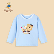 Classic Teddy男童T恤兒童長(cháng)袖打底上衣春季中小童百搭休閑衣服 棒棒糖小熊沁藍 130