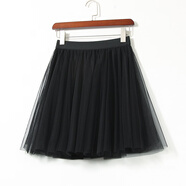 鴿白梨子白紗裙紗紗裙半身網(wǎng)紗裙女春秋高腰a字百褶半身裙超短裙蓬蓬裙夏 黑色 均碼