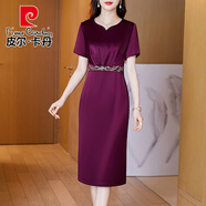 皮爾卡丹高端媽m婚宴裝喜婆婆婚禮晚禮服裙高貴年輕款旗袍小個(gè)子洋氣中年 F8712棗紅色 2XL