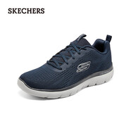 斯凱奇（Skechers）男士綁帶運動鞋網(wǎng)面輕便緩震健步鞋232395 海軍藍色/灰色/NVGY 42