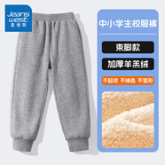 真維斯童裝兒童褲子春秋款2025新款男童純色校服長(cháng)褲加絨女童運動(dòng)褲秋裝衛褲 【加厚羊羔絨】深灰/J純色 160