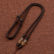 吊墜繩茶水晶瑪瑙手工編織項鏈掛繩吊墜繩子玉佩翡翠玉佛男女掛件繩 茶水晶調節款 磨砂刻六字言款