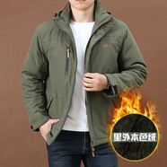 JEEP SPIRIT棉衣男士秋冬季外套韓版潮流戶外工裝棉服加厚潮牌棉襖冬裝男裝 5880 軍綠 (本色絨) L