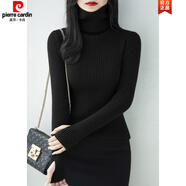 皮爾卡丹（pierre cardin）灰色高領(lǐng)修身長袖內(nèi)搭針織打底衫女秋冬2024新款慵懶獨(dú)特別致毛衣 黑色【套手指款】 3XL 【建議140-150斤】