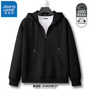 真維斯（JEANSWEST）衛(wèi)衣男女連帽2025春秋款日系拉鏈開衫外套寬松運動外套重磅連帽衫 黑色 L (推薦110斤-130斤左右)