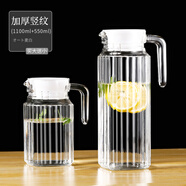 LFDJ冷水壺玻璃大容量家用耐熱耐高溫白開(kāi)水壺冷水壺泡茶壺扎壺果汁壺 豎紋大小壺