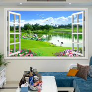 Dincmei頂創(chuàng  )美仿真假窗戶(hù)風(fēng)景畫(huà)墻貼自粘客廳房間臥室墻壁貼畫(huà)壁紙3d立體裝飾畫(huà) 45.清新風(fēng)景 寬120cm-高80cm【整張】 自粘貼畫(huà)【背面帶膠】