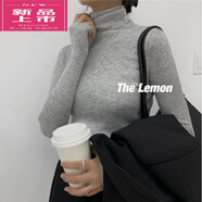 皮爾卡丹（pierre cardin）高領(lǐng)仿羊Y毛衣女針織打底衫薄款修身秋冬內(nèi)搭長袖秋冬新款上衣 淺灰色 (高領(lǐng)包芯紗) M (155)