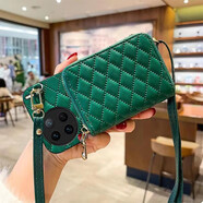 阿法普 日韓小香風(fēng)零錢(qián)包VIVOx100/x90/x80手機殼斜挎拉鏈多層卡包口紅包簡(jiǎn)約商務(wù)格子皮質(zhì)全包防摔軟殼 墨綠拉鏈菱格卡包+斜挎掛繩 vivo X9plus專(zhuān)屬