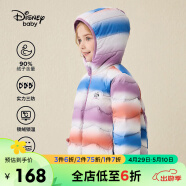 迪士尼（DISNEY）儿童装女童轻薄三防连帽羽绒服白鸭绒外套23冬DB341KE25玫110