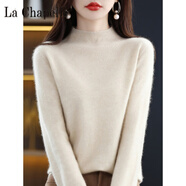 拉夏貝爾（La Chapelle）斷碼秋冬羊絨衫女100純羊絨半高寬松毛衣百搭羊毛打底衫加厚 純100自動(dòng)發(fā)熱原絨米 純100自動(dòng)發(fā)熱S