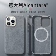 0度 適用蘋果iPhone14 ProMax手機殼歐締蘭翻毛皮保護套全包磁吸手機套男女毛絨個性手機套 深空灰-意大利Alcantara材質(zhì) iPhone 14 Pro Max
