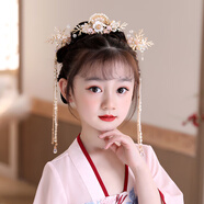 兒童漢服頭飾套裝流蘇耳墜發(fā)簪金屬發(fā)釵套裝拍照發(fā)飾女童表演頭飾 桃鳶