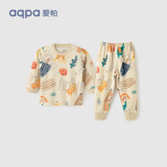 aqpa【195g新疆棉】嬰兒內(nèi)衣套裝純棉衣服秋男女寶寶睡衣兒童秋衣秋褲 白底森林搖滾樂器 66cm