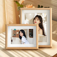 世紀開(kāi)元 相框8英寸木質(zhì)擺臺婚紗照洗照片沖印加框掛墻情侶照片墻全家福組合畫(huà)框擺件定制加相片打印 原木色